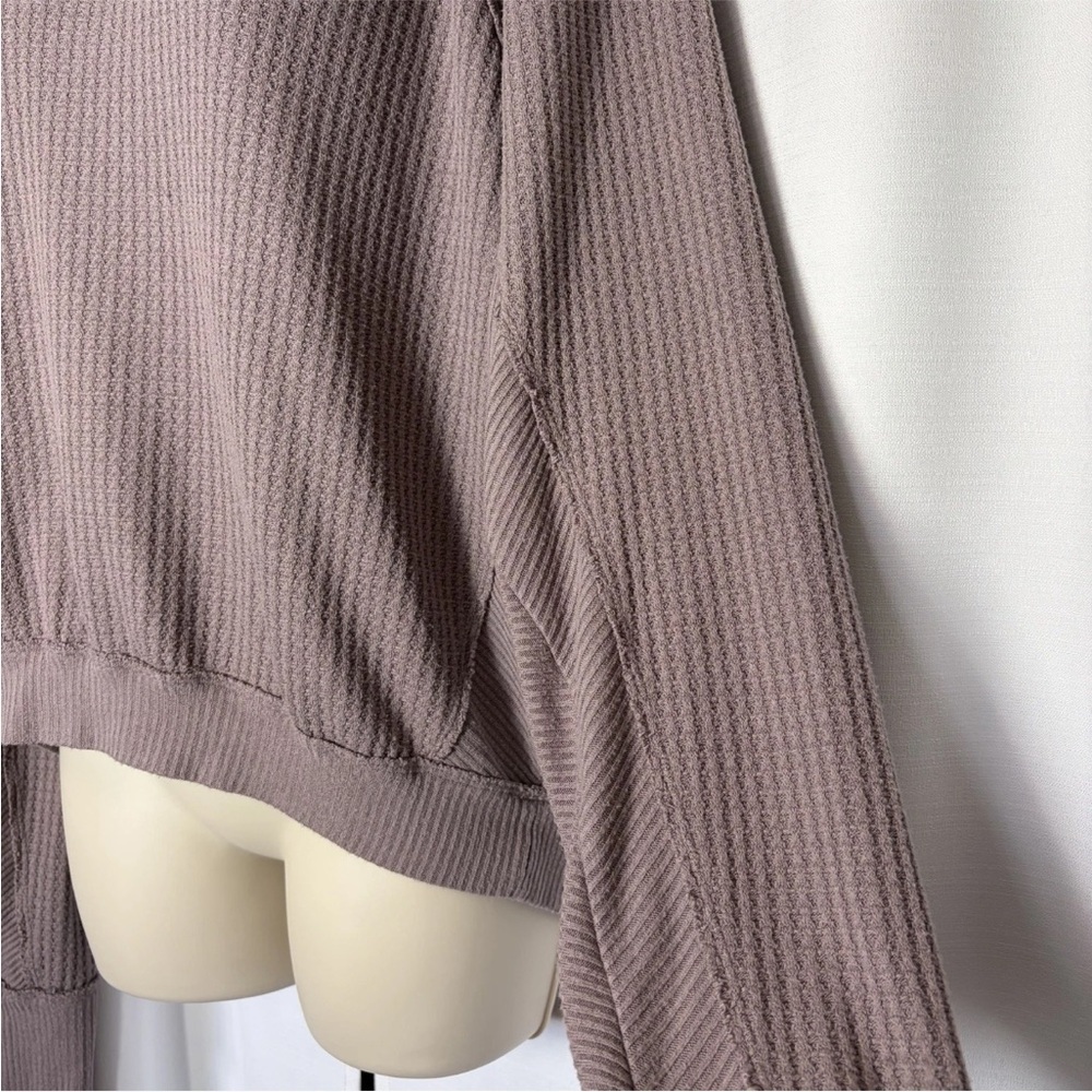 We The Free People Santa Clara V-neck Thermal Top S Oversized Gray Lavender Boho - Picture 6 of 9